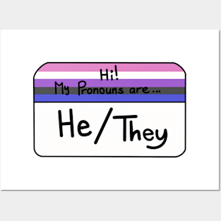 Hi my pronouns are - he they - genderfluid pride Posters and Art